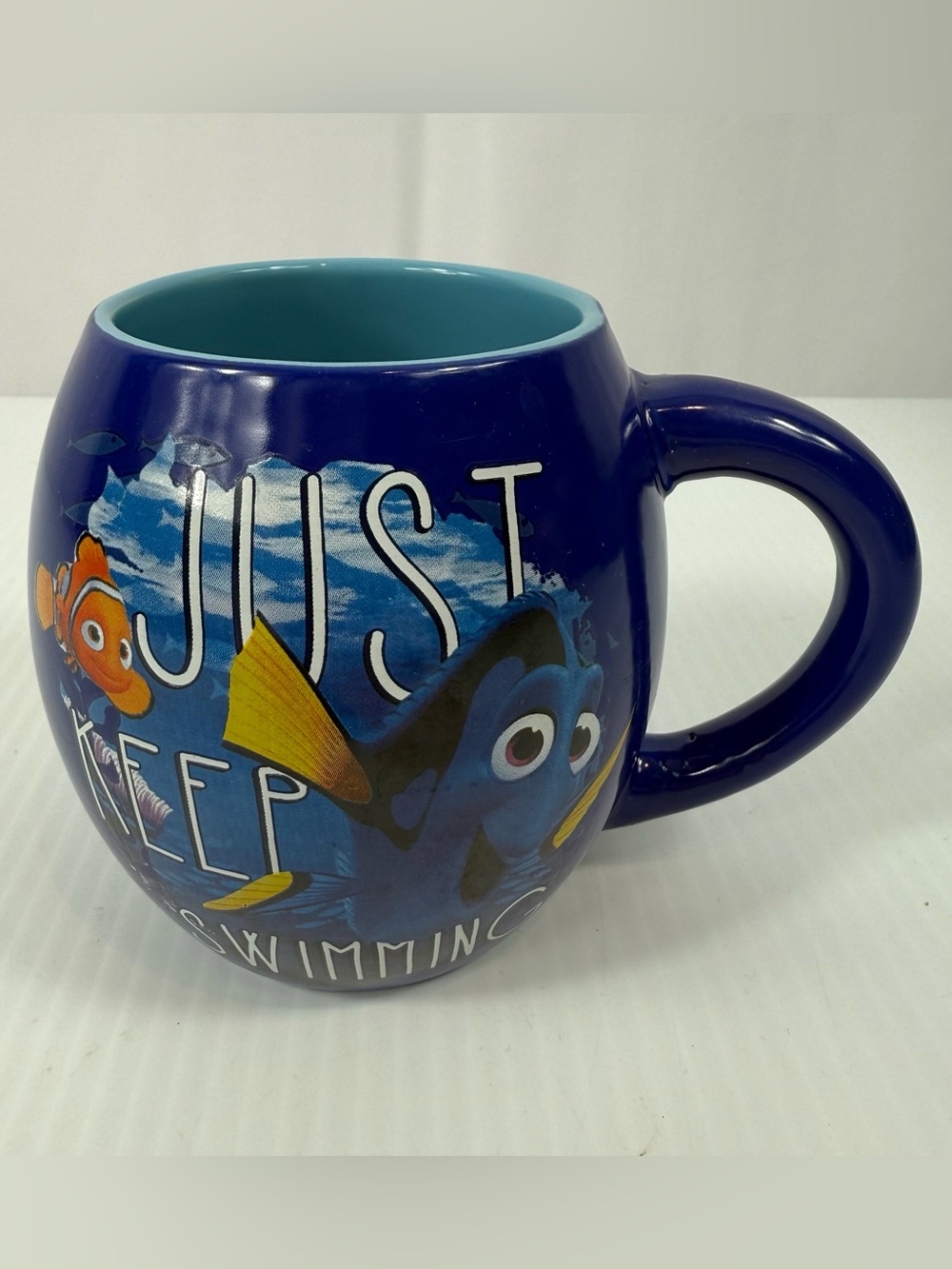 Disney Pixar Finding Dory Just Keep Swimming 18 oz Ceramic Blue Coffee Tea Mug